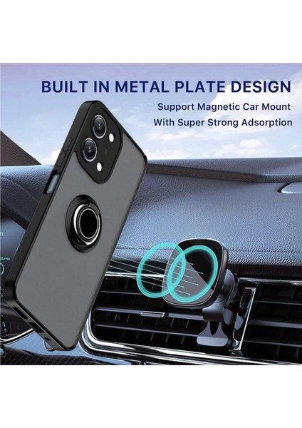 Redmi 15C Uyumlu Kılıf Yüzüklü Standlı Extra Darbe Koruma Sert Silikon Kapak - Lacivert modelleri