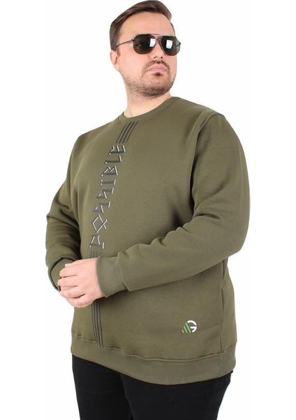 Büyük Beden Bisiklet Yaka 3ip Sweat Possible 25719 Hakı