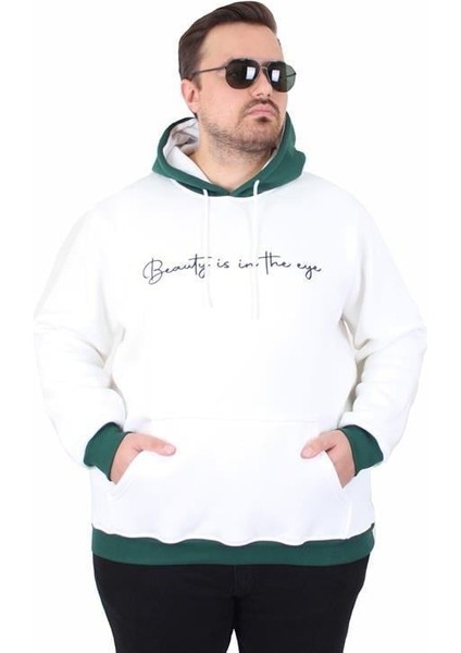 Büyük Beden Kapüşonlu 3ip Sweat Beauty 25714 Ekru