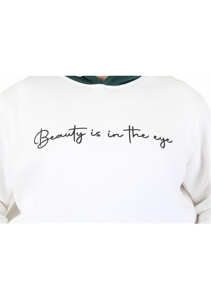 Büyük Beden Kapüşonlu 3ip Sweat Beauty 25714 Ekru modelleri
