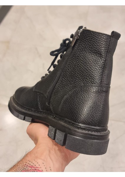 Hakiki Deri Siyah Postal Bot Kaymaz Taban Anılbey Garantili