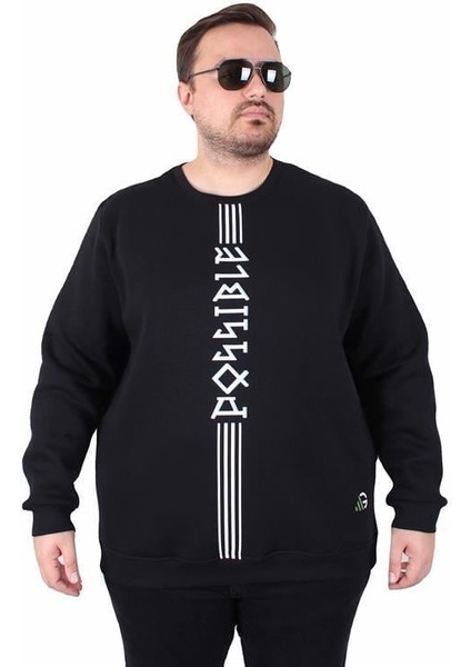 Büyük Beden Bisiklet Yaka 3ip Sweat Possible 25719 Sıyah fiyatları