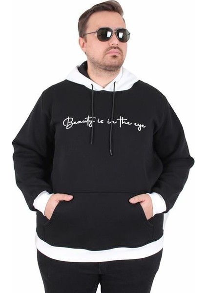Büyük Beden Kapüşonlu 3ip Sweat Beauty 25714 Sıyah