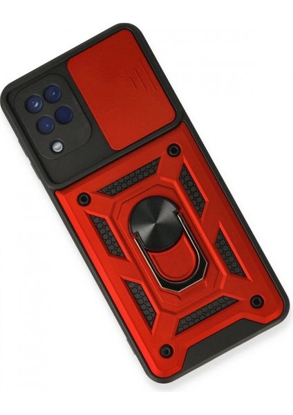 Samsung Galaxy A22 Kılıf Pars Lens Yüzüklü Silikon - Kırmızı modelleri