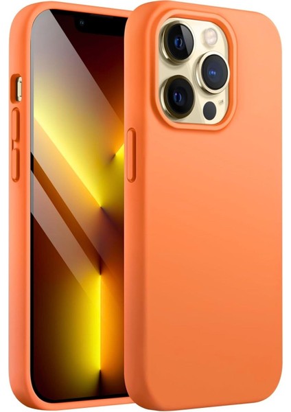 Apple iPhone 12 Pro Max Uyumlu Silikon Kılıf - Pastel Renk Tonu Esnek Tam Koruma Kapak - Turuncu modelleri