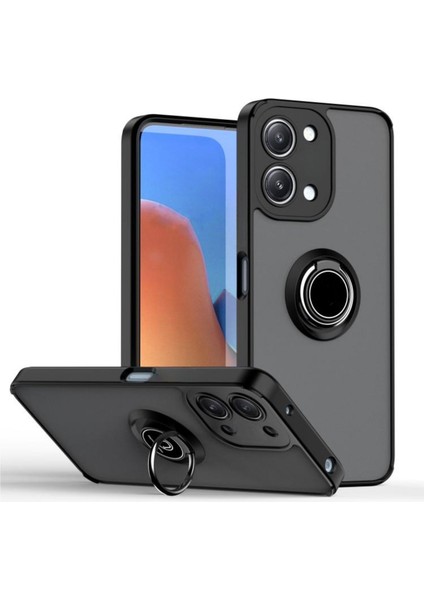 Redmi 15C Uyumlu Kılıf Yüzüklü Standlı Extra Darbe Koruma Sert Silikon Kapak - Siyah