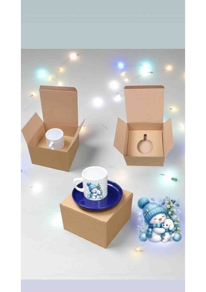 Lacivert Noel Görselli Türk Kahvesi Fincanı modelleri