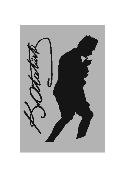 Ahşap Işleme Duvar Süsü- Atatürk Silüeti- 50 cm x 30 cm