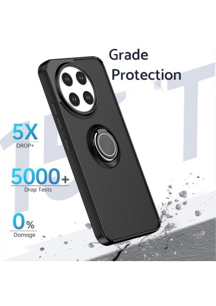 Tecno Spark 30 Pro Uyumlu Kılıf Yüzüklü Standlı Extra Darbe Koruma Sert Silikon Kapak - Siyah fiyatları