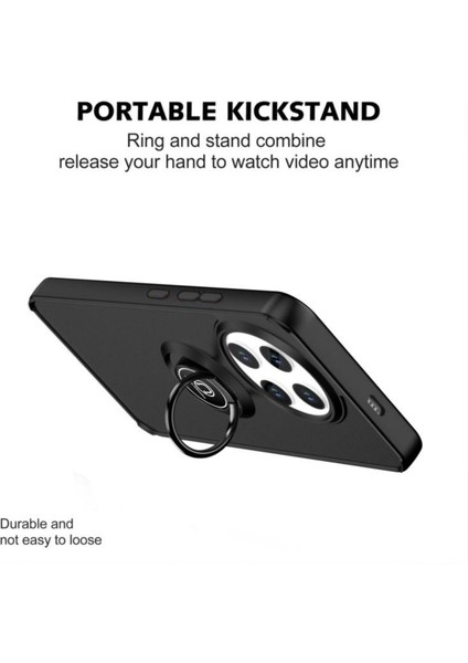 Tecno Spark 30 Pro Uyumlu Kılıf Yüzüklü Standlı Extra Darbe Koruma Sert Silikon Kapak - Siyah modelleri