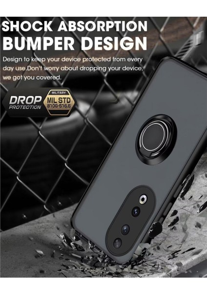 Honor 70 Uyumlu Kılıf Yüzüklü Standlı Extra Darbe Koruma Sert Silikon Kapak - Siyah fiyatları