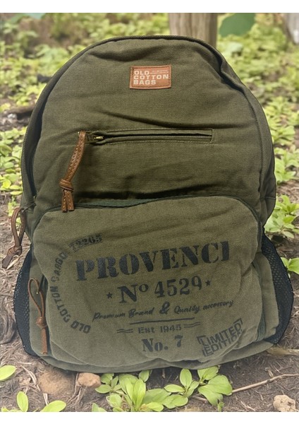 Old Cotton Tek Bölmeli Vintage Disayn Sırt Gezi Çantası North Dakato 30X43CM