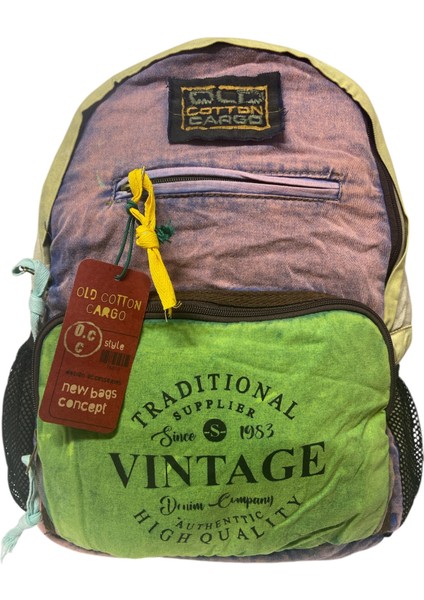 Old Cotton Tek Bölmeli Vintage Disayn Sırt Gezi Çantası North Dakato 30X43CM fiyatları