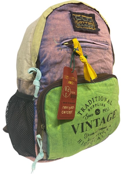 Old Cotton Tek Bölmeli Vintage Disayn Sırt Gezi Çantası North Dakato 30X43CM modelleri