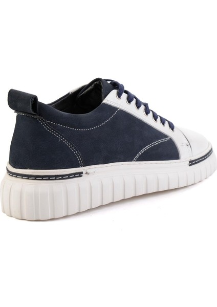 Beyaz Lacivert Hakiki Deri Erkek Sneaker E01401087103 modelleri