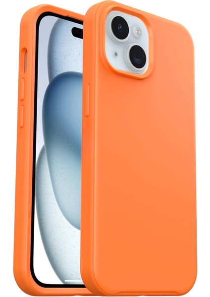 Apple iPhone 15 Plus Uyumlu Silikon Kılıf - Kamera Korumalı Esnek Pastel Renk Kapak - Turuncu