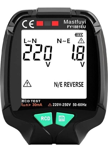 Powermaster (30V - 250V) Tam Ekran Soket Test Cihazı PM-20400