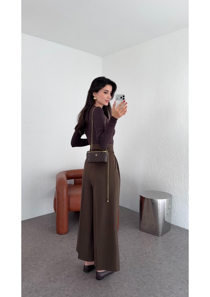 3 Düğmeli Ekstra Yüksek Bel Kahve Pantolon fiyatları