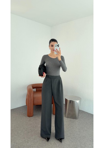 Çapraz Kemerli Antrasit Premium Pantolon