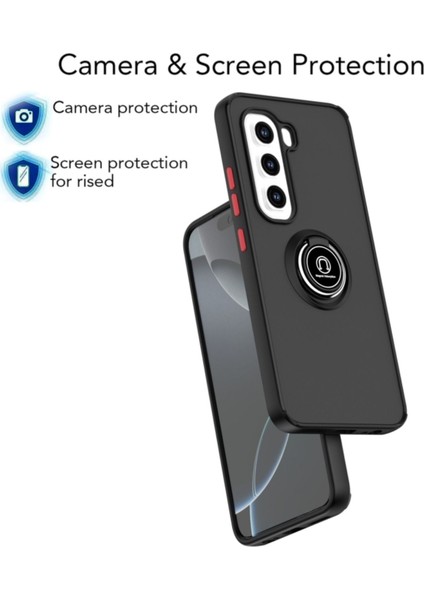 Infinix Hot 50 Pro Plus Uyumlu Kılıf Yüzüklü Standlı Extra Darbe Koruma Sert Silikon Kapak - Yeşil modelleri