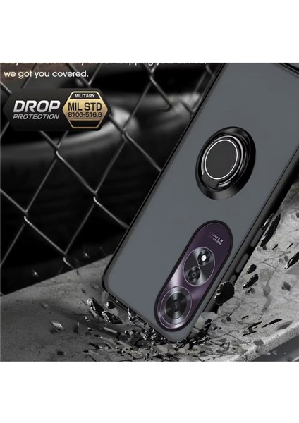 Oppo A60 Uyumlu Kılıf Yüzüklü Standlı Extra Darbe Koruma Sert Silikon Kapak - Siyah fiyatları