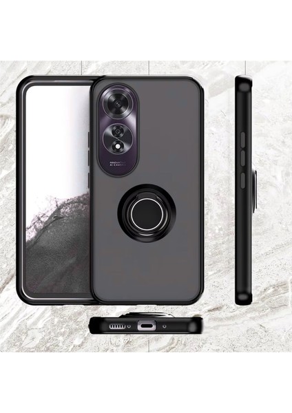 Oppo A60 Uyumlu Kılıf Yüzüklü Standlı Extra Darbe Koruma Sert Silikon Kapak - Siyah indirimleri