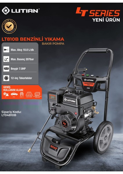 Lutian LT810B - Endüstriyel Benzinli 207 Bar Yüksek Basınçlı Oto Yıkama Makinası 7 Hp fiyatları