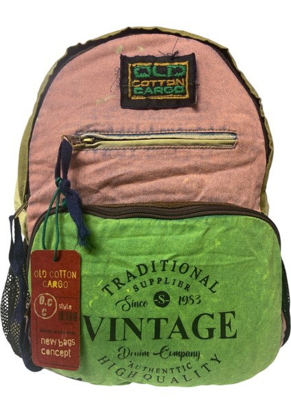Old Cotton Tek Bölmeli Vintage Disayn Sırt Gezi Çantası North Dakato 30X43CM fiyatları
