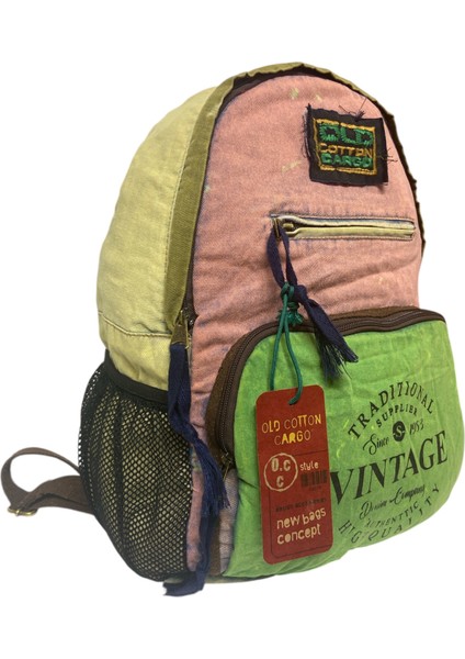 Old Cotton Tek Bölmeli Vintage Disayn Sırt Gezi Çantası North Dakato 30X43CM modelleri