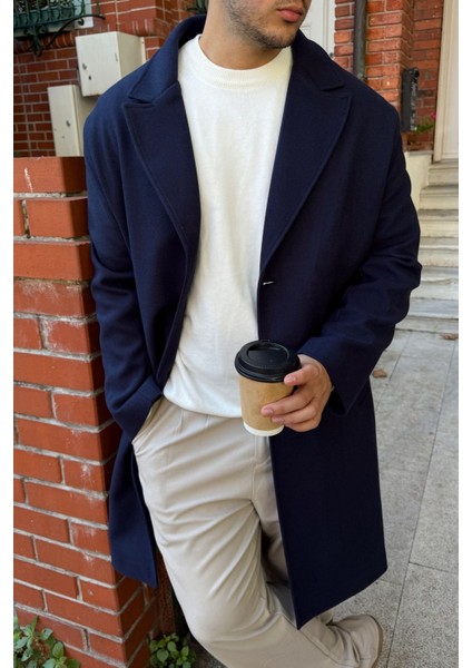 Erkek Regular Fit Düğmeli Cepli Kışlık Astarlı Klasik Uzun Kaşe Kaban fırsatları