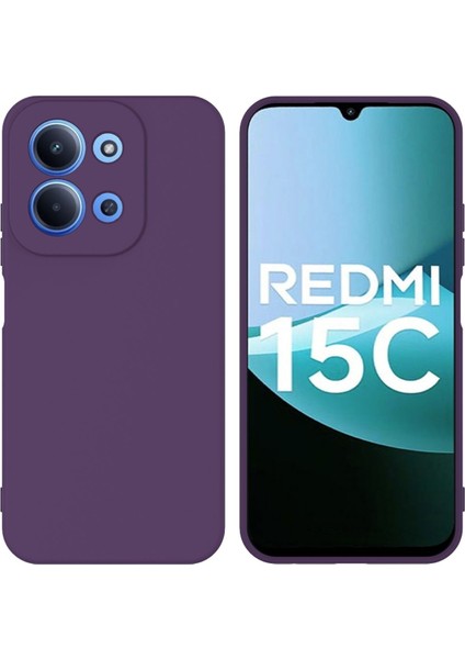 Redmi 15C Uyumlu Silikon Kılıf - Kamera Korumalı Esnek Pastel Renk Kapak - Mor