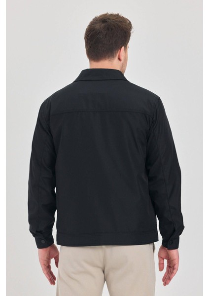 Erkek Siyah Klasik Yaka Mevsimlik Mont&ceket