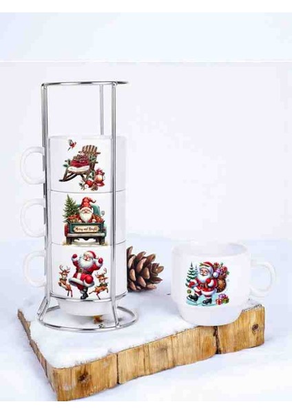 Stantlı 4 Lü Yılbaşı Fincanları