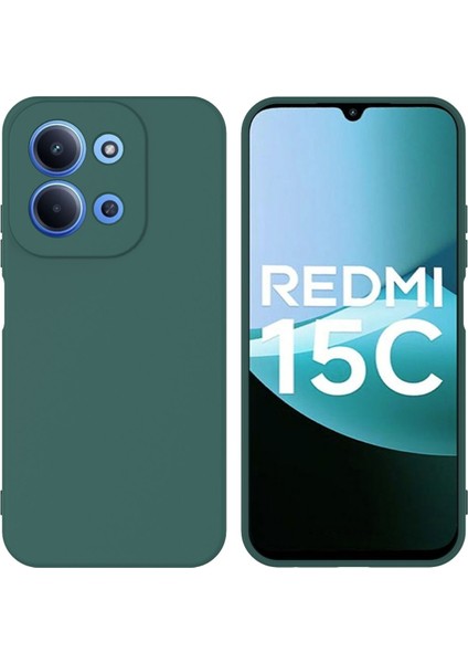Redmi 15C Uyumlu Silikon Kılıf - Kamera Korumalı Esnek Pastel Renk Kapak - Yeşil