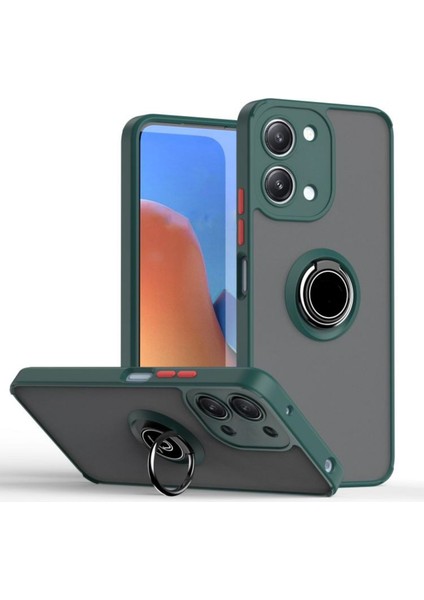 Redmi 15C Uyumlu Kılıf Yüzüklü Standlı Extra Darbe Koruma Sert Silikon Kapak - Yeşil