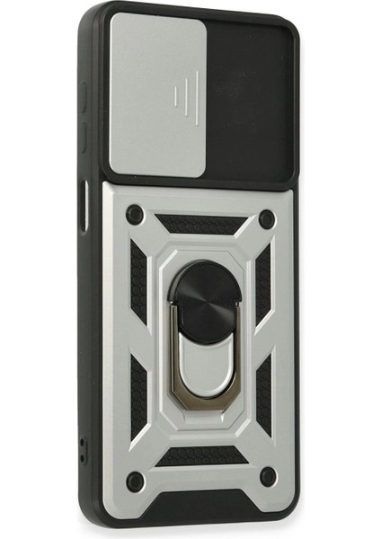 Samsung Galaxy A22 Kılıf Pars Lens Yüzüklü Silikon - Gümüş fiyatları