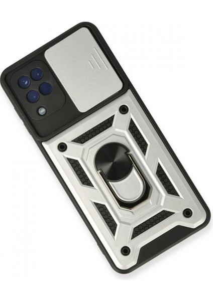 Samsung Galaxy A22 Kılıf Pars Lens Yüzüklü Silikon - Gümüş modelleri