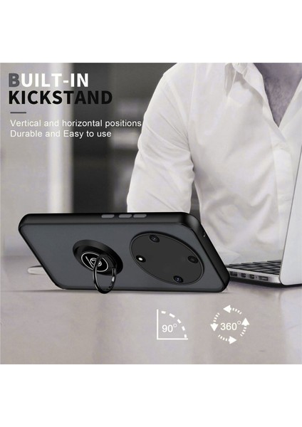 Honor X9B Uyumlu Kılıf Yüzüklü Standlı Extra Darbe Koruma Sert Silikon Kapak - Siyah modelleri