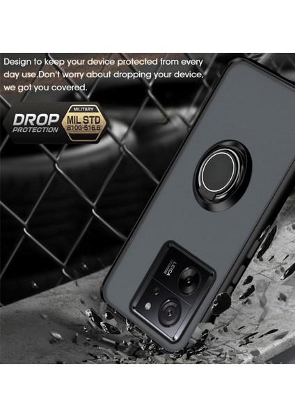Xiaomi 13T Uyumlu Kılıf Yüzüklü Standlı Extra Darbe Koruma Sert Silikon Kapak - Siyah fiyatları