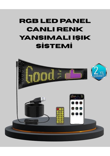 5V USB Akıllı Piksel LED Panel – Mobil Uygulama Kontrollü, Renkli Işık Efektli