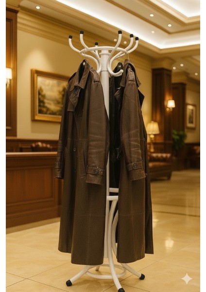 Lüks Beyaz Portmanto Askılık Paslanmaz Metal Boyalı Üreticiden 100 kg Kapasite