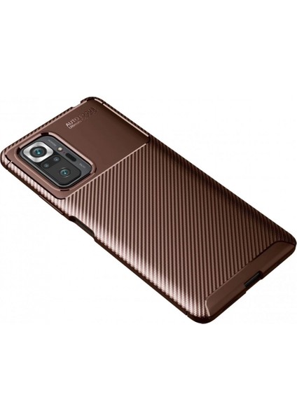 Xiaomi Redmi Note 10 Pro Kılıf Auto Focus Karbon Kapak - Kahverengi fiyatları