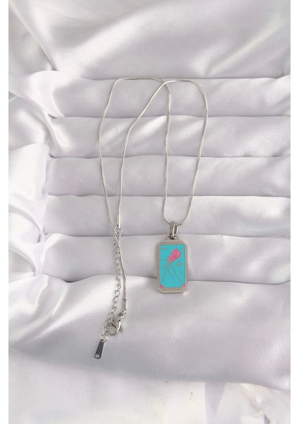 Bfs 316L Çelik Gümüş Renk Mavi Mineli Tarot Kolye fiyatları