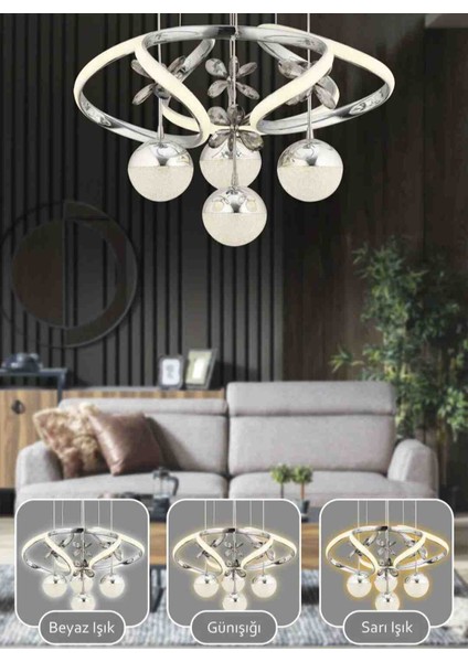 Damsel 4 Toplu Kumandali 3 Renk LED Secenekli Salon Oturma Odasi Avize fiyatları