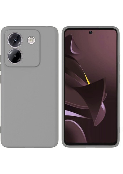 Poco M7 Pro Uyumlu Silikon Kılıf - Kamera Korumalı Esnek Pastel Renk Kapak - Gri