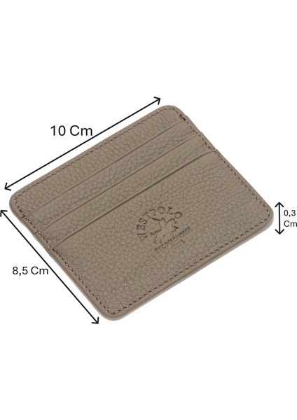 Unisex Süper Slim Para Bölmeli Hakiki Deri Ince Kartlık Cüzdan 6 Bölmeli - Vizon