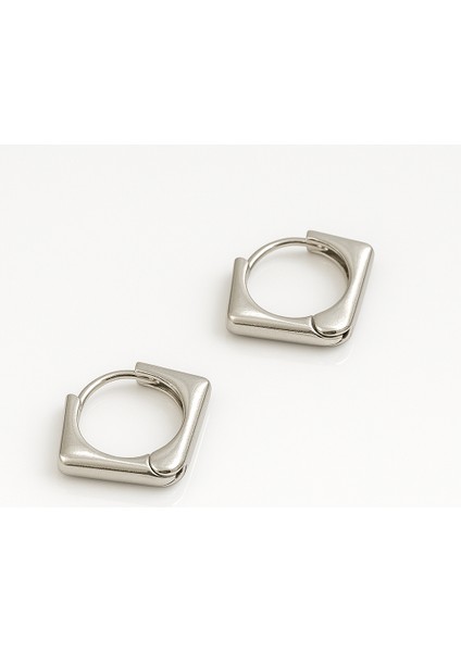 White Gold Plated Mini Classical Hoop Küpe