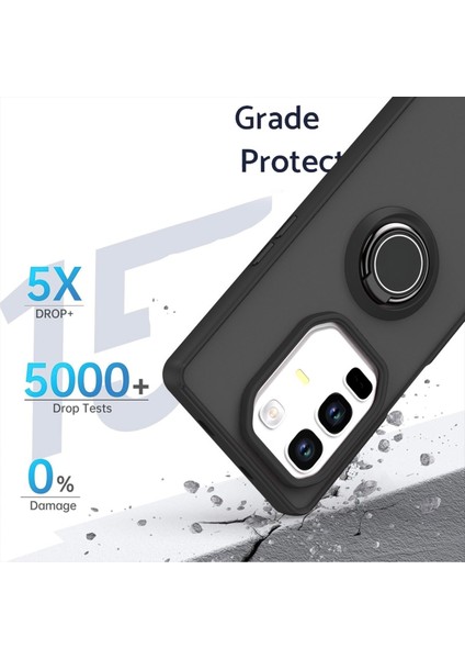 Infinix Note 50 Pro Uyumlu Kılıf Yüzüklü Standlı Extra Darbe Koruma Sert Silikon Kapak - Lacivert fırsatları