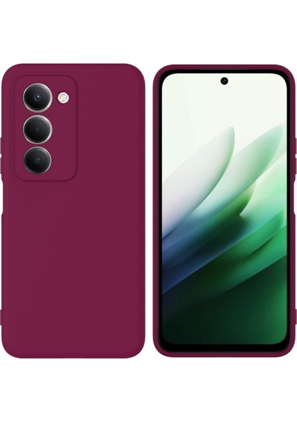 Redmi 15 Uyumlu Silikon Kılıf - Kamera Korumalı Esnek Pastel Renk Kapak - Bordo