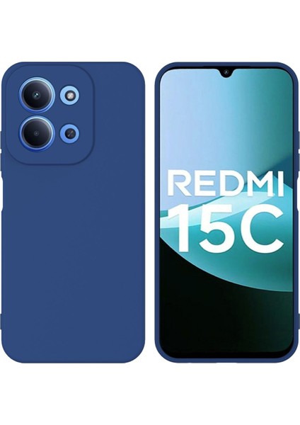 Redmi 15C Uyumlu Silikon Kılıf - Kamera Korumalı Esnek Pastel Renk Kapak - Lacivert